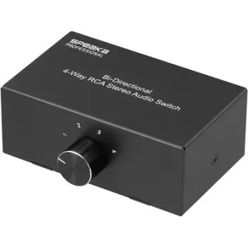 SpeaKa Professional SP-AS-500 4-portový Cinch audio prepínač obojsmerný kovové puzdro