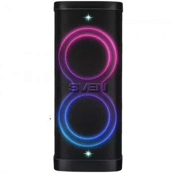 Party-box reproduktor SVEN PS-1250, čierny (300W, TWS, IPx4, Bluetooth, FM, USB, microSD, LED displej, 13500mAh)