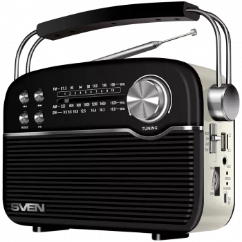 Reproduktor SVEN SRP-500, čierny (3W, Bluetooth, FM/AM/SW, USB, microSD, AUX, batéria)