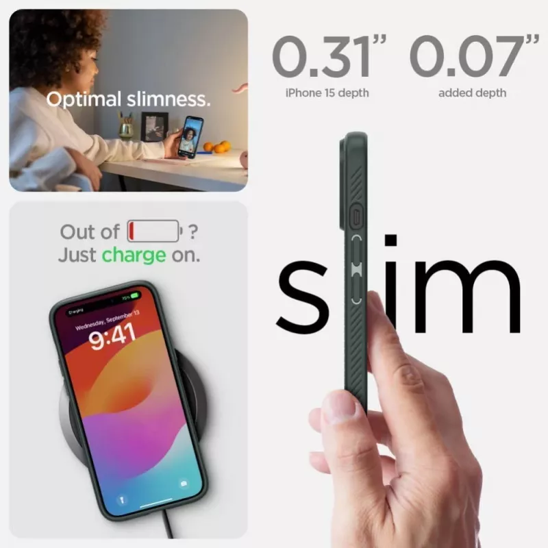 Spigen Liquid Air kryt pre iPhone 15 - Abyss Green