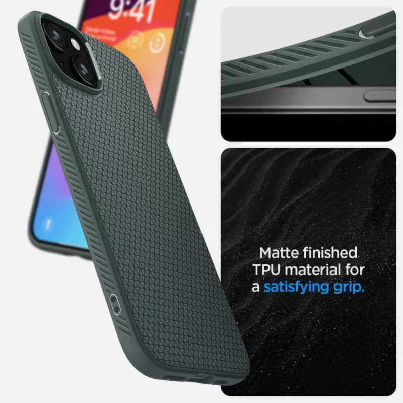Spigen Liquid Air kryt pre iPhone 15 - Abyss Green