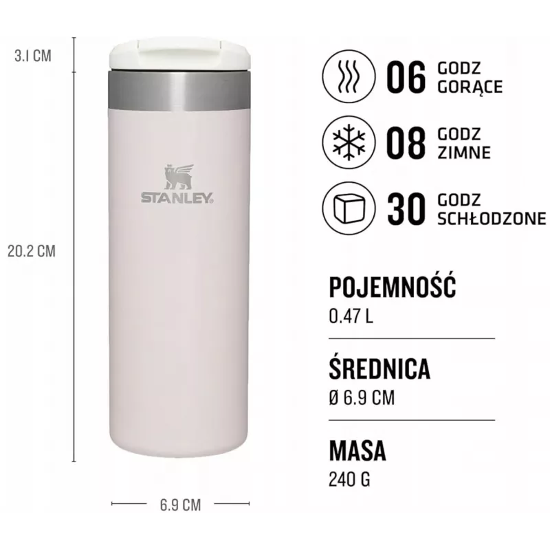 Stanley AeroLight cestovný hrnček 0,47L ružový kremeň metalický