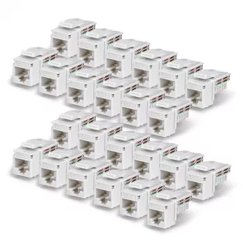 StarTech.com Cat6 Keystone Jack balenie 24 ks, RJ45 UTP, 90-stupňový 110 Punch Down, biela