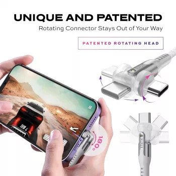STATIK PowerPivot Pro Nylonový pletený kábel, USB-C na USB-C, 1 m, biely