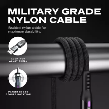 STATIK PowerPivot Pro Nylonový pletený kábel, USB-C na USB-C, 2 m, čierny