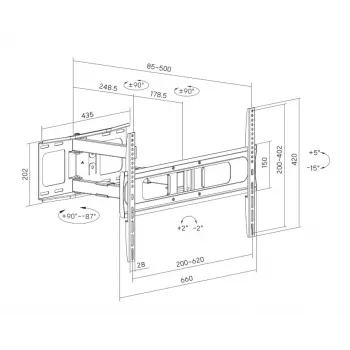 Sunne Full-Motion TV nástenný držiak 37-86 palcov čierny 50 kg