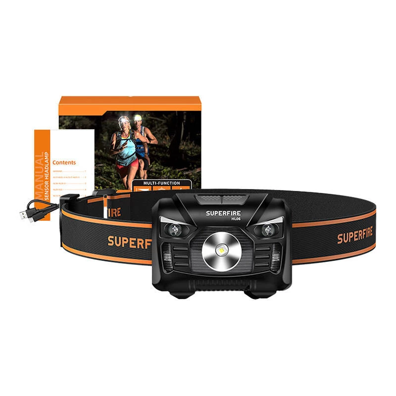 Superfire HL06 500 lúmenov nabíjacia LED čelovka, IP44
