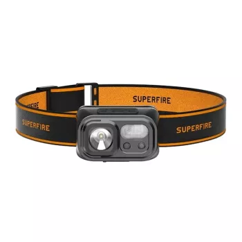 Superfire HL23-A čelová lampa – 1200 lúmenov, P50 LED, USB-C nabíjacia, IPX4, pohybový senzor