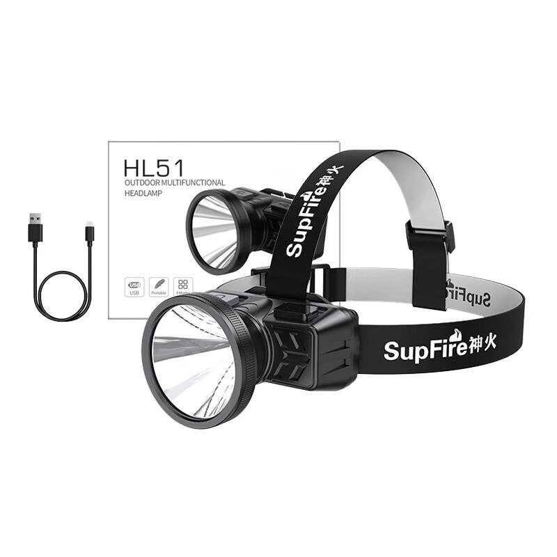 Superfire HL51 Čelová lampa, 160 lm, Micro-USB, 4 režimy, 300 m