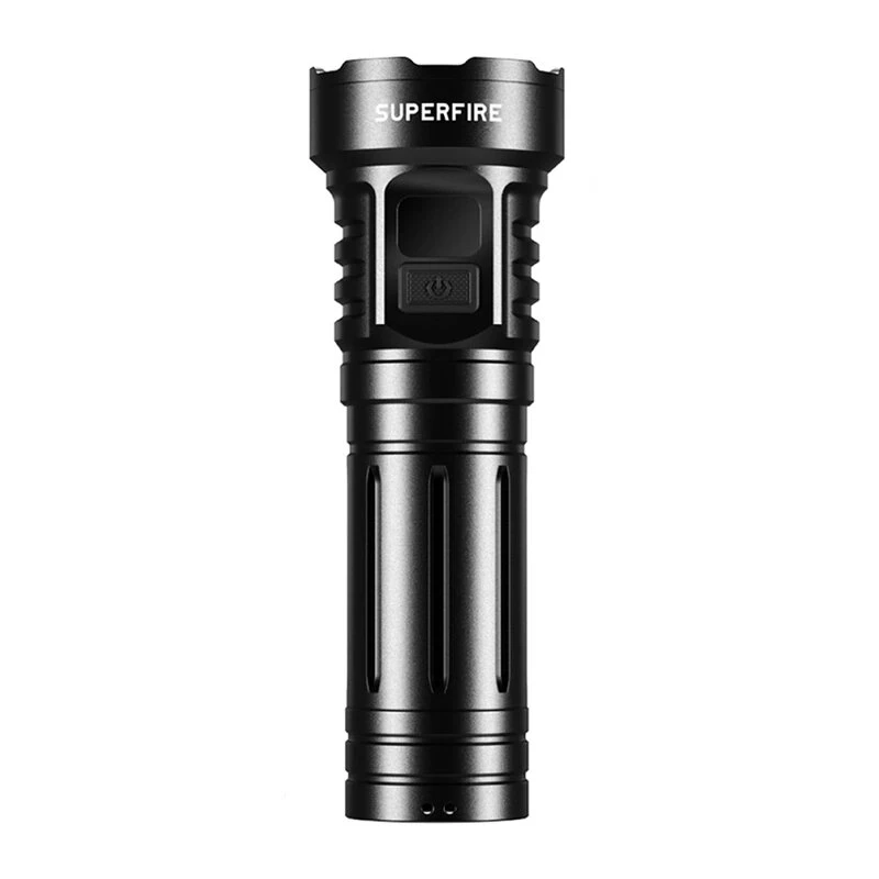 Superfire L24 USB-C nabíjateľná LED baterka, 2500 lúmenov, dosah 500 m, IP44, čierna