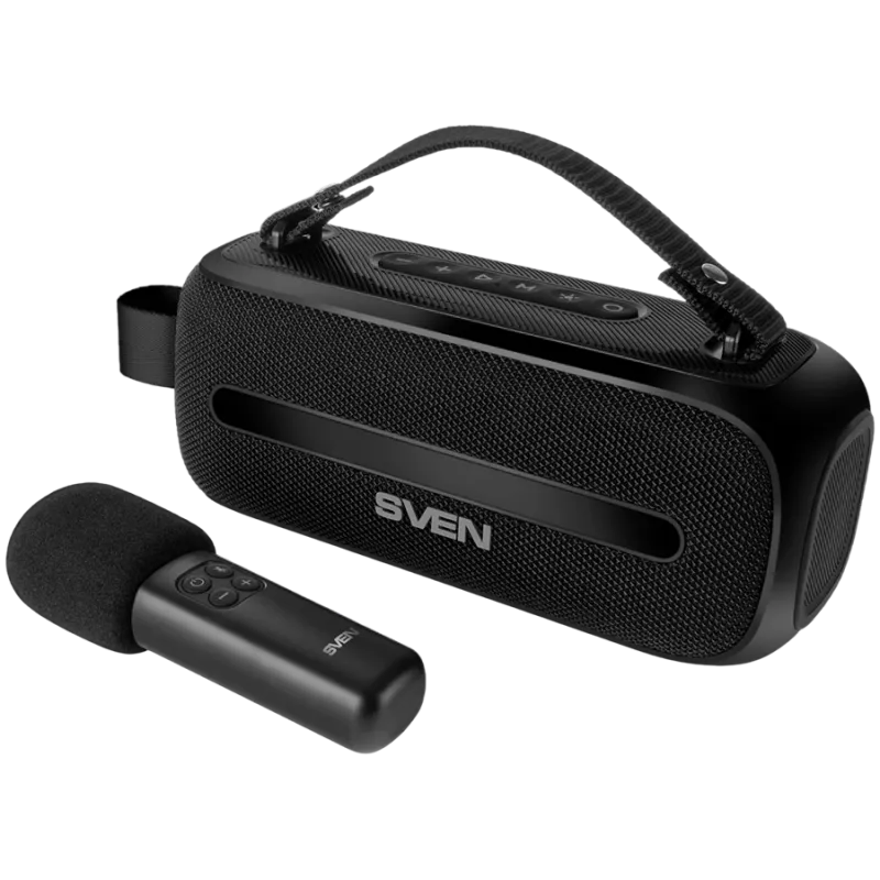 Reproduktor SVEN PS-255, čierny (12W, Bluetooth, FM, USB, karaoke mikrofón, 3600mAh)
