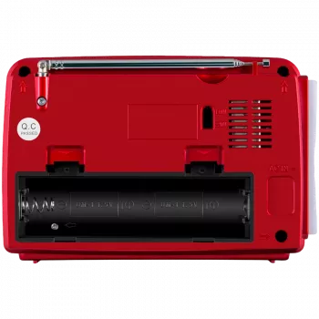 Reproduktor SVEN SRP-150 prenosný, červený (3W, Bluetooth, FM/AM/SW, USB, microSD, baterka, batéria)