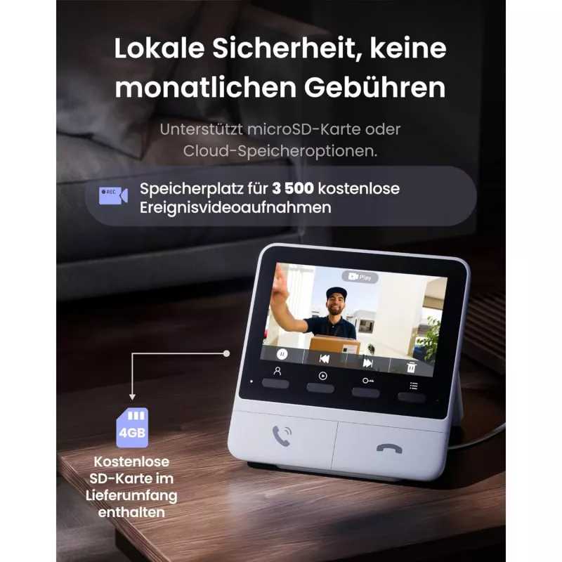 Switchbot SWB VDB-M-SW - WiFi videovrátnik s 4,3-palcovým farebným displejom (biela/strieborná)