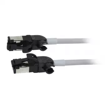Synergy21 Patch kábel RJ45, CAT6A 500MHz, 3m, sivý, S/FTP, Slimline okrúhly d=4,5mm, TPE/LSZH (Superflex), AWG28, s CAT7 surovým konektorom, otočný konektor