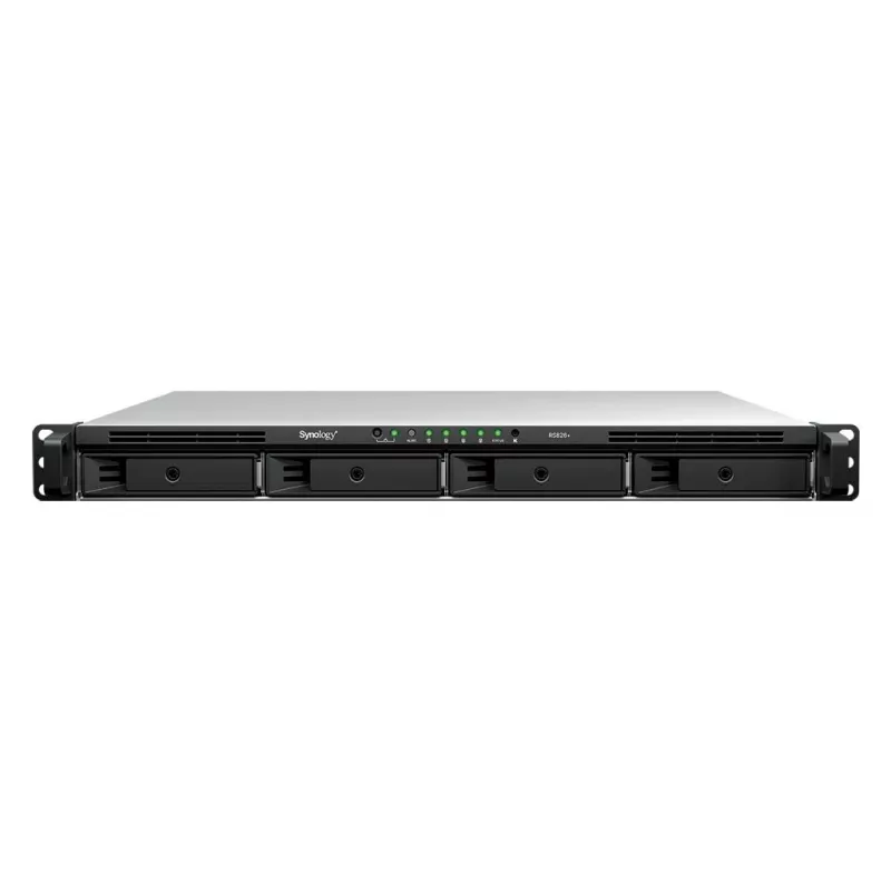 Synology RS826+ 1U Rackmount 4-Bay NAS, AMD Ryzen V1500B, 4GB DDR4 ECC, 4x 1GbE, bez pevných diskov