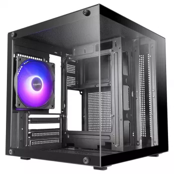 TACENS MARS MC-CUBE Micro-ATX skriňa, čierna, tvrdené sklo, ARGB, USB-C