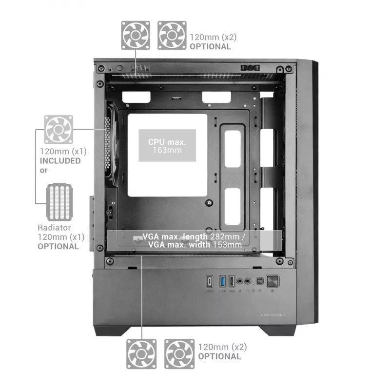 TACENS MARS MC-VECTOR 4xARGB USB-C Micro-ATX skriňa
