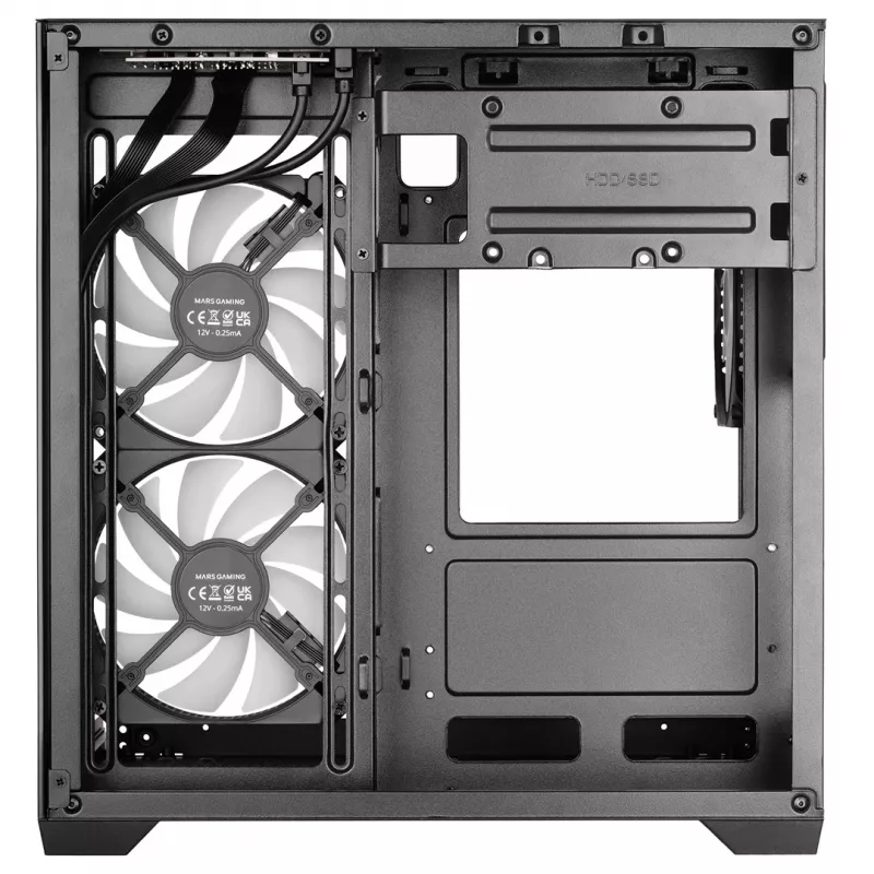 TACENS MARS MC-VIEW3 Micro-ATX skriňa s 3x ARGB ventilátormi, USB-C, tvrdeným sklom