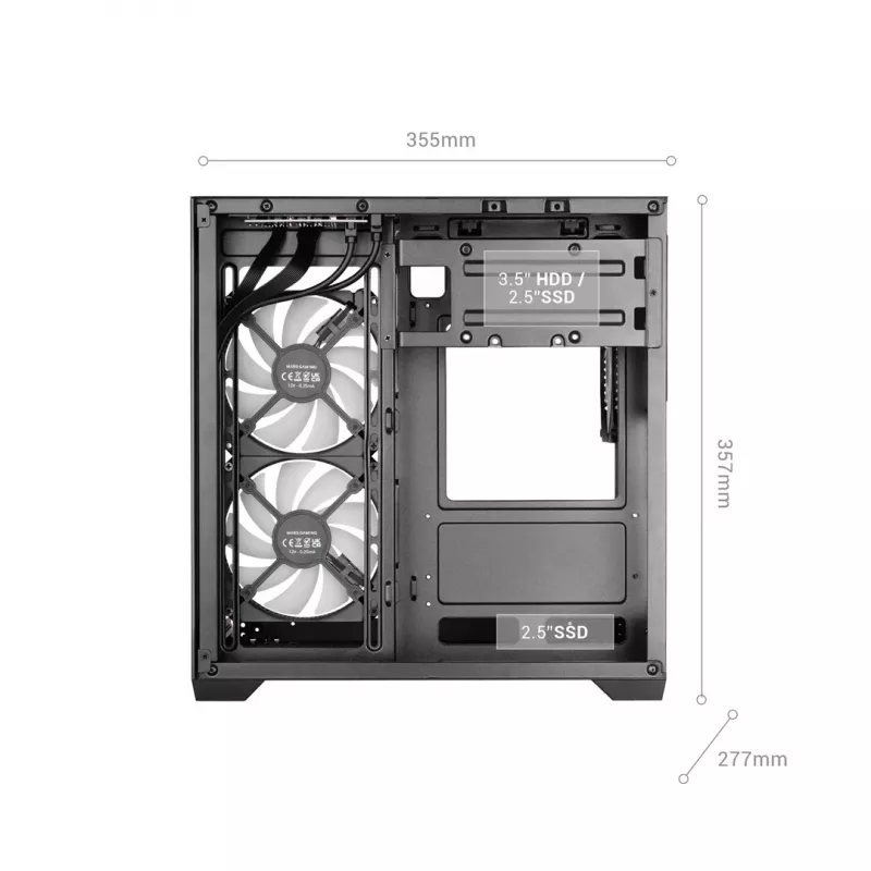 TACENS MARS MC-VIEW3 Micro-ATX skriňa s 3x ARGB ventilátormi, USB-C, tvrdeným sklom