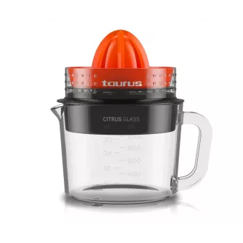 Taurus Citrus Glass Elektrický lis na citrusy 30 W 1 L sklenená nádoba čierna červená transparentná