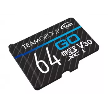 Team Group GO Card MicroSDXC 64GB UHS-I U3 Speed Class 10 V30 A1 s SD adaptérom - čierna