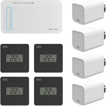 TECH 21 bezdrôtový multi-zónový systém riadenia vykurovania radiátorov Kit (L-8e kontrolér + STT-868 pohony)