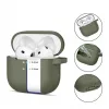 Tech-Protect Apple AirPods 4 silikónové puzdro s háčikom olivovo zelená