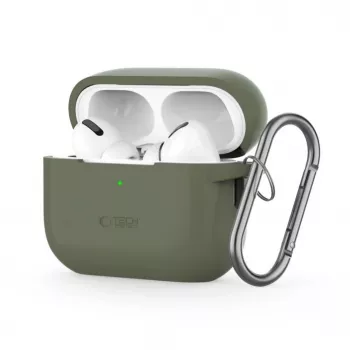 Tech-Protect Apple AirPods Pro 1 / 2 silikónové puzdro s háčikom zelené