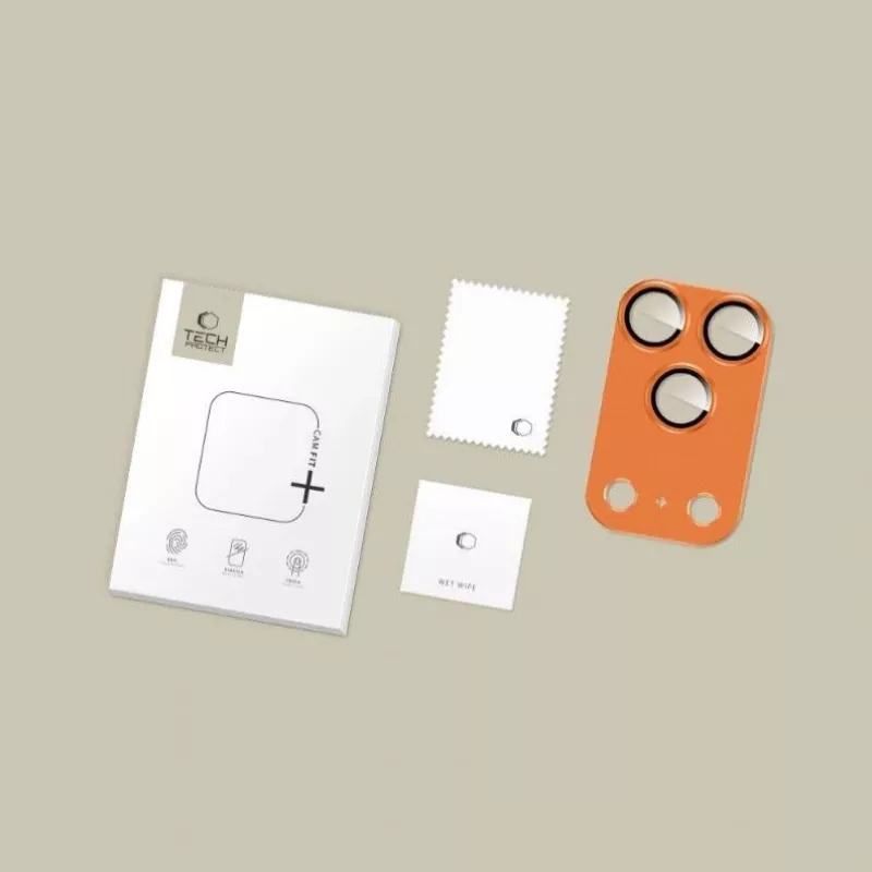 Tech-Protect CamFull Fit Ochrana objektívu fotoaparátu pre Apple iPhone 17 Pro, Cosmic Orange