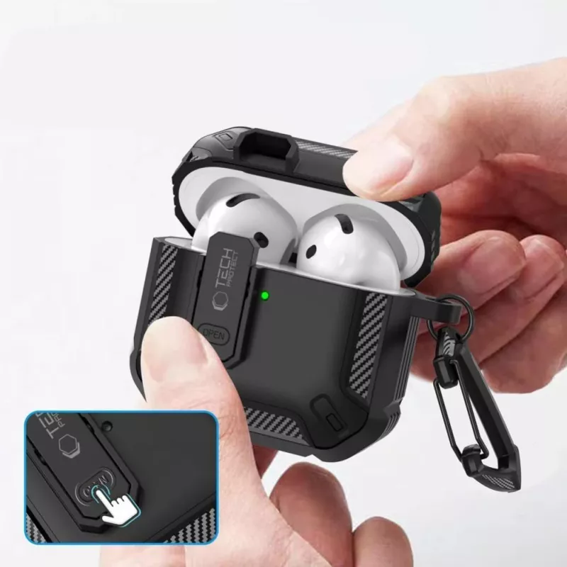Tech-Protect Carbonox puzdro pre AirPods 4 - čierna