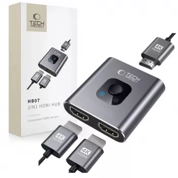 Tech-Protect HB07 USB-C hub adaptér 2-in-1 HDMI 4K 60Hz - sivý