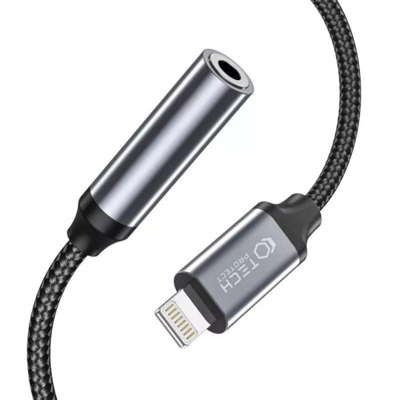 Tech-Protect adaptér Lightning (konektor samec) na 3,5-mm jack (konektor samica) - biely