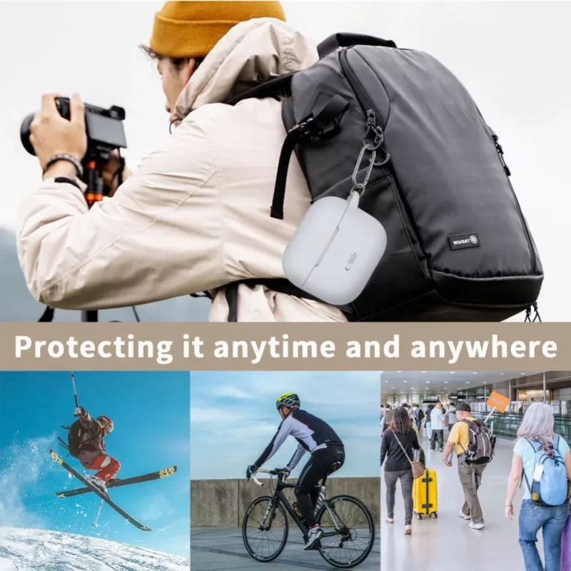 Tech-Protect silikónové puzdro s háčikom pre Apple AirPods 3 - sivé
