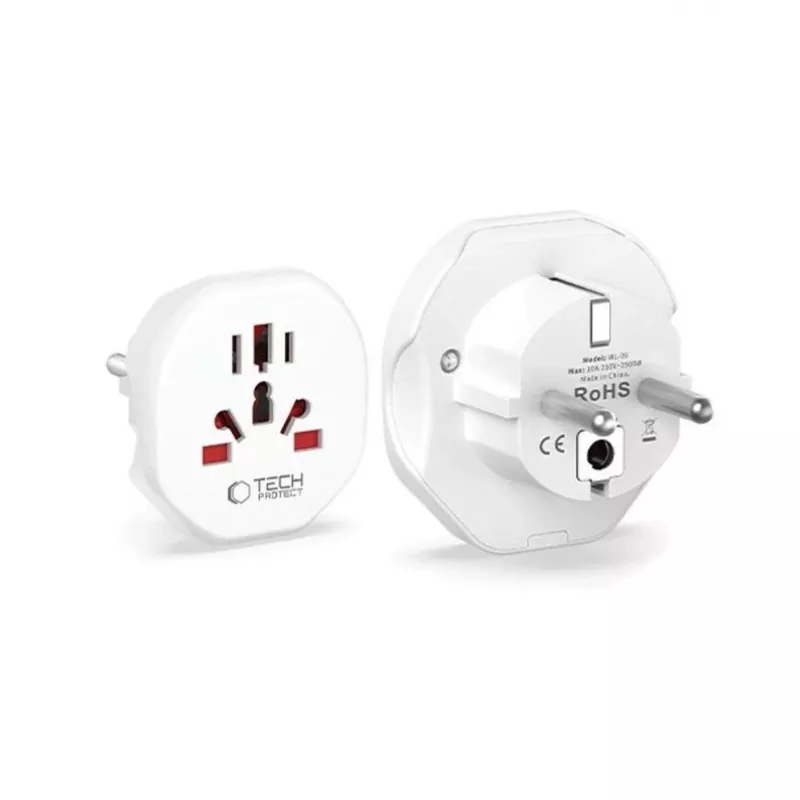 Tech-Protect Universal WL-09 univerzálny cestovný adaptér z EÚ biely