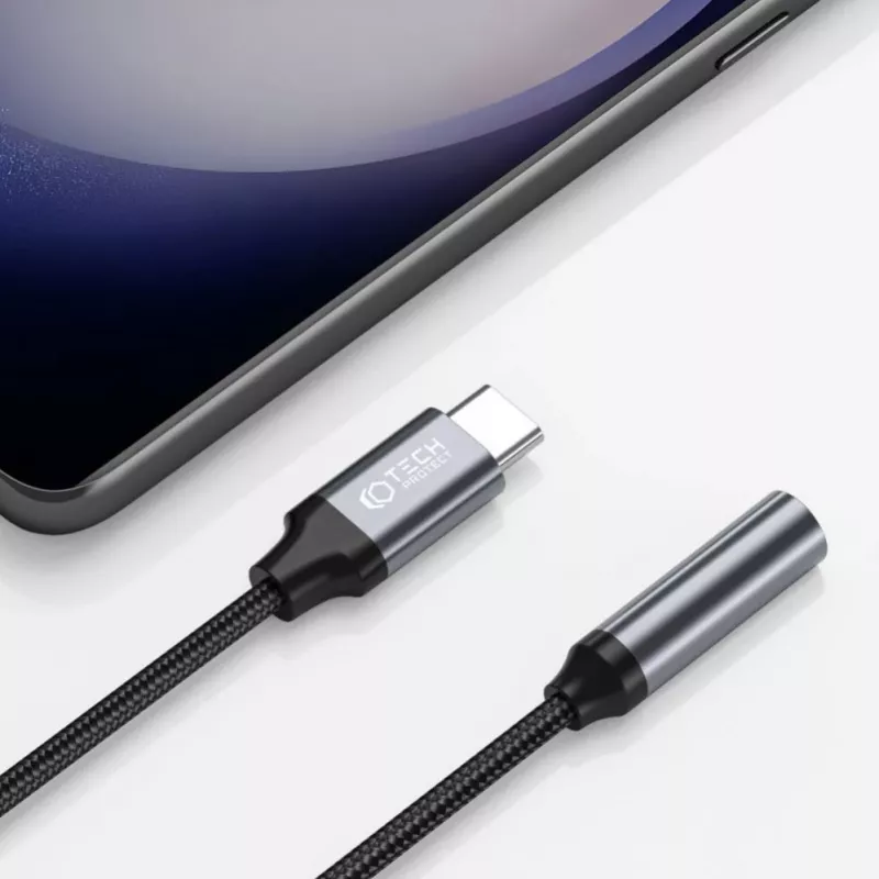 Tech-Protect USB-C na 3,5 mm mini jack audio adaptér (konektor samica) - čierny