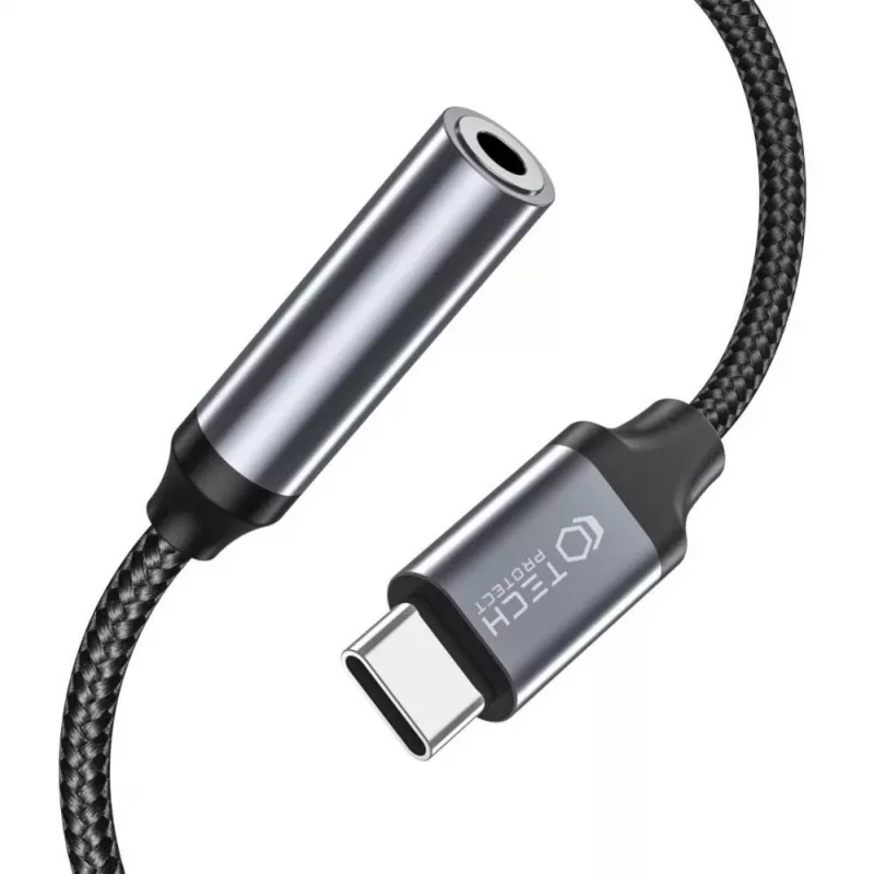 Tech-Protect USB-C na 3,5 mm mini jack audio adaptér (konektor samica) - čierny