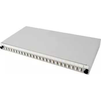TECLINE 24-port LC Duplex Multimode sklenená vláknová racková spájacia krabica, zásuvka, svetlosivá RAL 7035, 19 palcov 1U, konektory v cene 90768