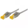 TECLINE Cat 6a S/FTP patch kábel, PiMF, 50 m, sivý, LSZH, 10 Gbit/s, konektor Hirose TM31, kábel Draka 72250
