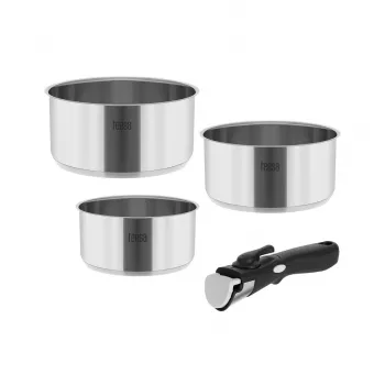 TEESA COOK EXPERT SINGLE HAND sada riadu s odnímateľnou rukoväťou, 7-dielna, Ø20/24 cm, nepriľnavý povrch, indukcia, čierna