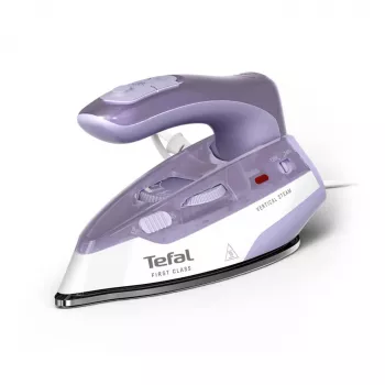 Tefal First Class DB1612E0 cestovná žehlička - 1100 W, nerezová žehliaca plocha, dvojité napätie, 70 ml nádržka, biela/modrá
