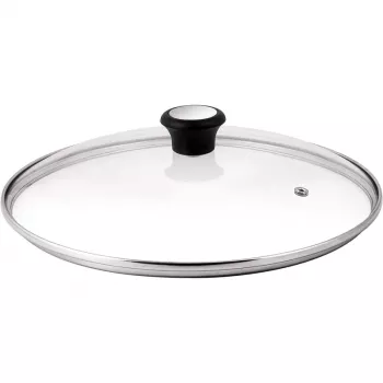 Tefal sklenený kryt Ø30cm – kryt z tvrdeného skla pre riad s parným otvorom, nerezový okraj, vhodný do umývačky riadu