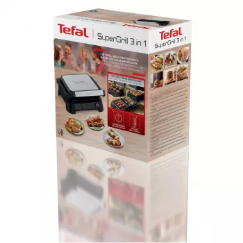 Tefal SuperGrill 3-in-1 GC510DE0 kontaktný gril, 2000 W, strieborná/čierna