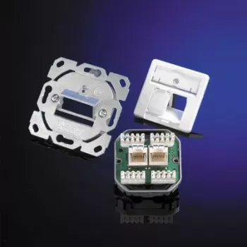 Telegärtner AMJ45 8/8 K Up/50 Cat.6A podomietková dátová zásuvka, 2x RJ45, tienená, perlovo biela RAL 1013 J00020A0501