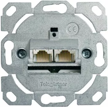 Telegärtner AMJ45 dátový pripojovací modul, 2-port RJ45, Cat.6A tienený, 10G, bez nástroja IDC, zinkové puzdro