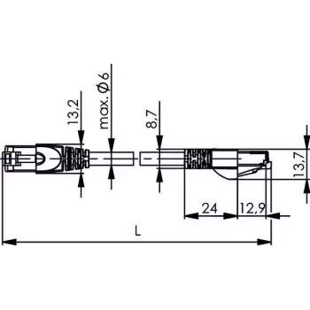 Telegärtner L00004A0104 Cat6a S/FTP sieťový patch kábel, 6 m, sivý