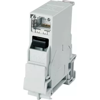 Telegärtner STX DIN lištový montážny RJ45 Cat.6A tienený modul, svetlosivá