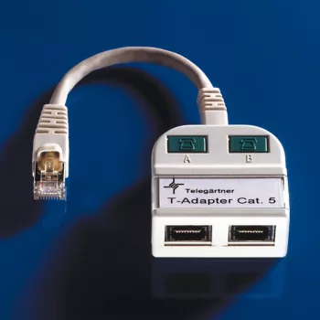 Telegärtner Token Ring splitter RJ45 konektor samec na 2x RJ45 konektor samica tienený svetlosivý J00029A0011