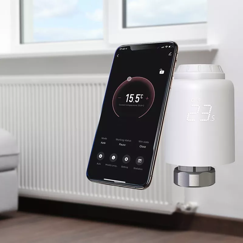 Tellur Smart WiFi termostatická hlavica radiátora RVSH1 LED biela