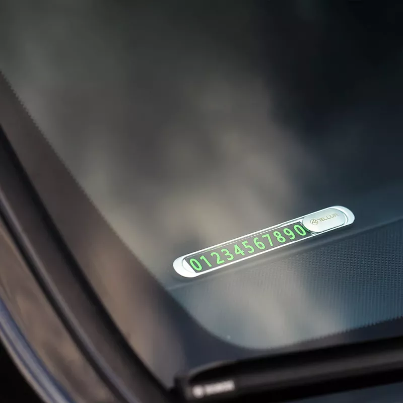 Tellur dočasná parkovacia karta s telefónnym číslom, metallic strieborná