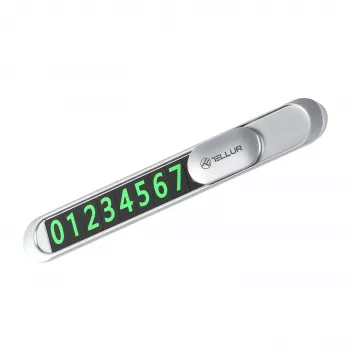 Tellur dočasná parkovacia karta s telefónnym číslom, metallic strieborná